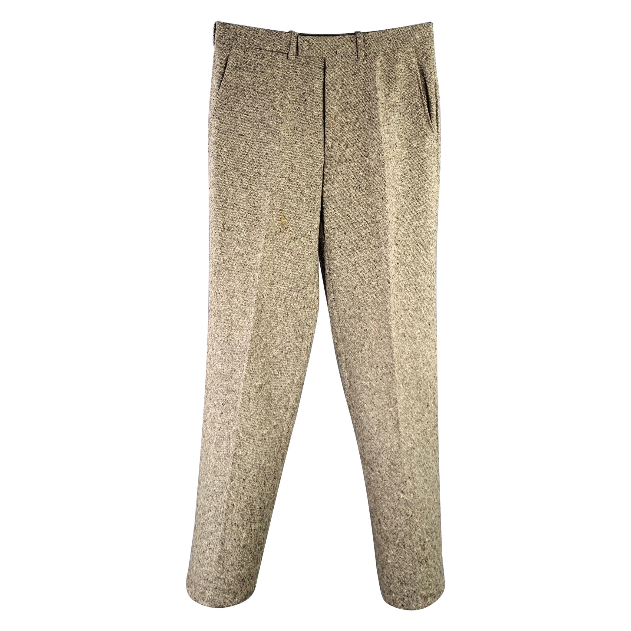 BURBERRY LONDON Size 30 Brown Beige Tweed Wool Flat Front Casual Pants For Sale
