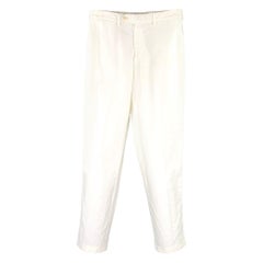 Canali Taglia 30 Pantaloni casual in cotone a coste color crema