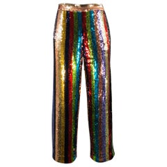 ALICE + OLIVIA Talla XS Pantalones de vestir a rayas de poliéster multicolor