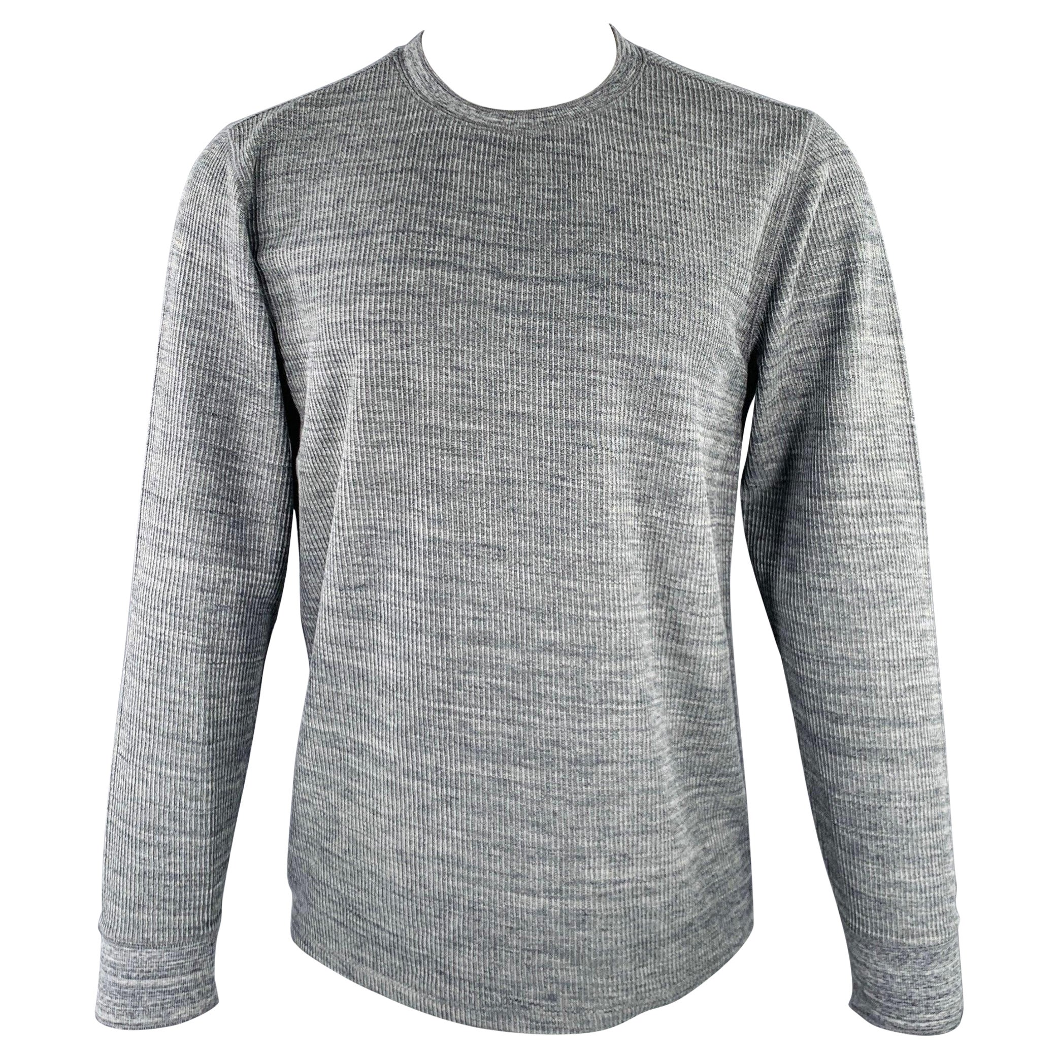 VINCE Size M Grey Knit Cotton Polyester Crew Neck Pullover For Sale