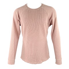 VINCE Size M Pink Waffle Knit Pima Cotton Crew Neck Pullover