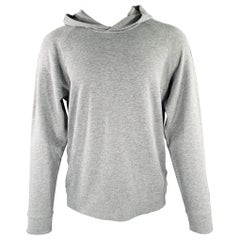 VINCE Size M Grey Heather Cotton Hooded Sweatshirt