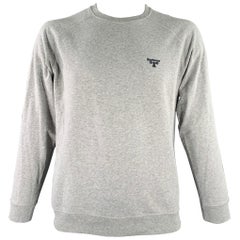BARBOUR Size L Heather Grey Black Cotton Crew Neck Pullover