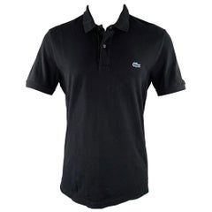 LACOSTE Taille M Polo demi-patte en coton noir