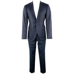 JOHN VARVATOS Größe 40 Marineblauer und weißer Anzug aus Schurwollmischung