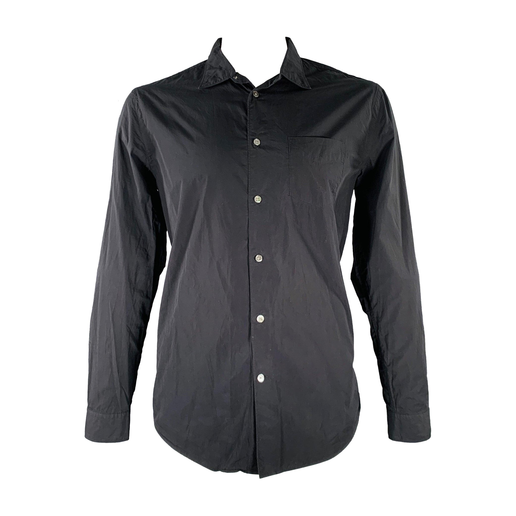 JOHN VARVATOS Size L Black Cotton Roll Tabs One Pocket Long Sleeve Shirt For Sale