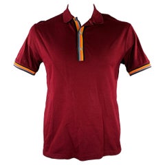 PAUL SMITH Size L Burgundy Multi Color Cotton Contrast Trim Polo