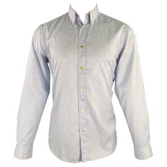 PAUL SMITH Size M White Light Blue Stripe Cotton Button Down Long Sleeve Shirt