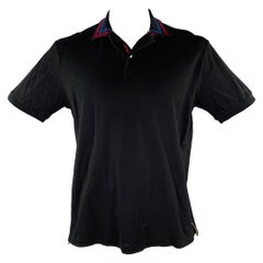 PAUL SMITH Size L Black Red Blue Cotton Contrast Trim Polo