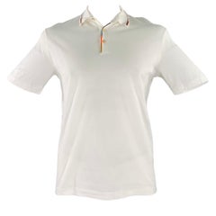 PAUL SMITH Size L White Multi Color Cotton Contrast Trim Polo