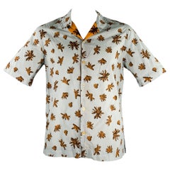 PAUL SMITH Size XL Light Blue Orange Floral Organic Cotton Short Sleeve Shirt