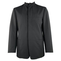 ISSEY MIYAKE Größe 42 Schwarzer Sportmantel aus Wolle mit Nehru-Kragen