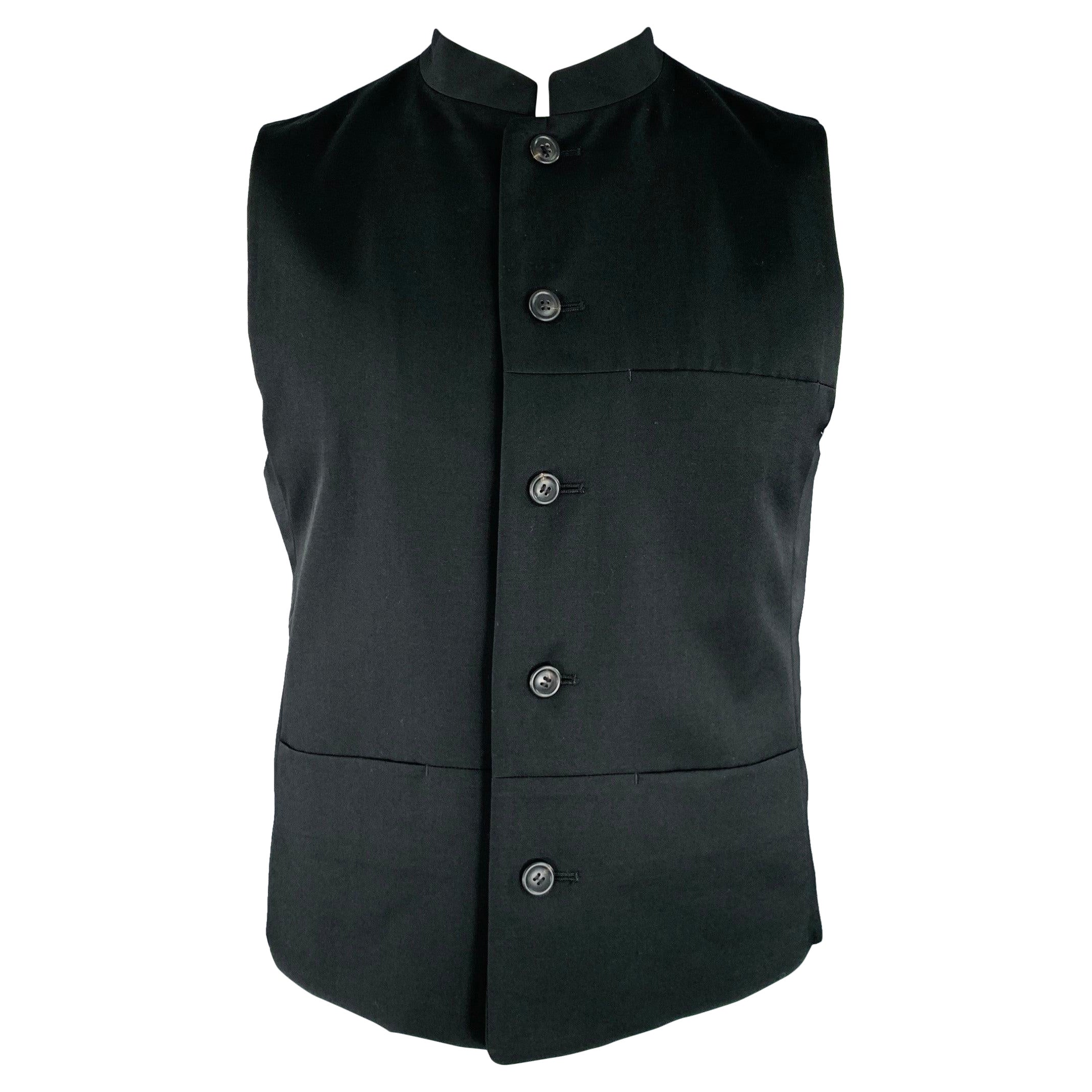 ISSEY MIYAKE Größe 40 Schwarze Weste mit Nehru-Kragen aus Wolle