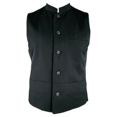 Issey Miyake Taglia 40 Gilet in lana nera con colletto Nehru