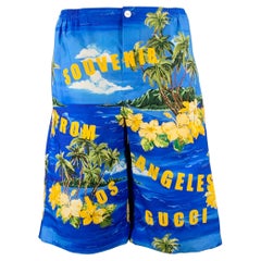 Bermudas de algodón hawaiano GUCCI talla 30 Azul Amarillo