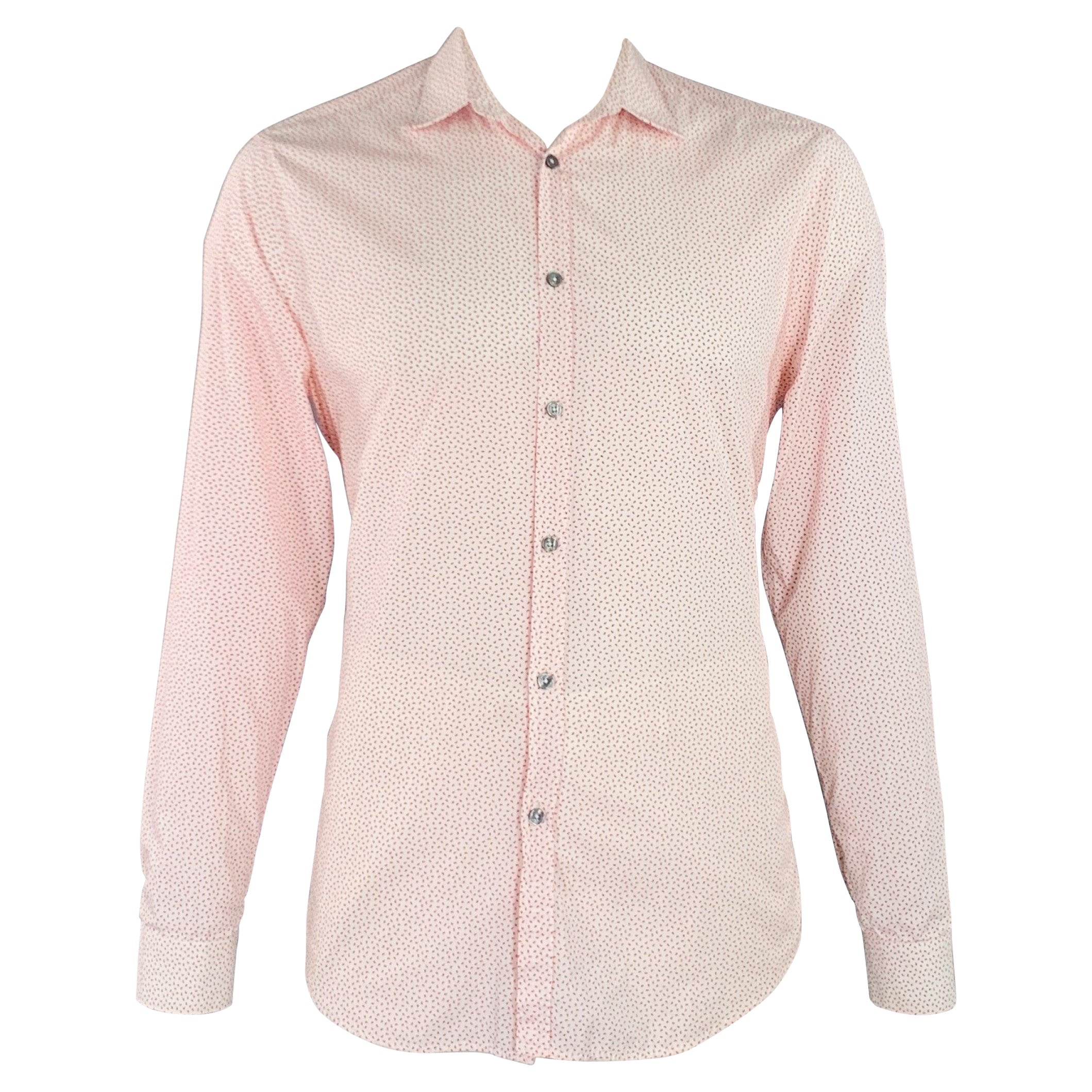 PAUL SMITH Size L White Red Dots Cotton Long Sleeve Shirt For Sale