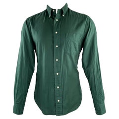 GITMAN BROS Size M Green Cotton One Pocket Long Sleeve Shirt