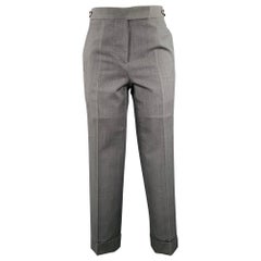 THOM BROWNE Taglia 2 Pantaloni da abito in lana grigia con tessuto piatto sul davanti