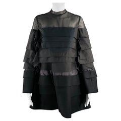 SACAI Size S Black Polyester Blend Long Sleeve Layered Dress