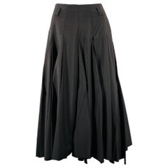 PRADA Size 2 Black Mohair Wool Pleated Long Skirt