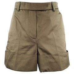 THOM BROWNE Size 2 Green Cotton Cuffed Shorts