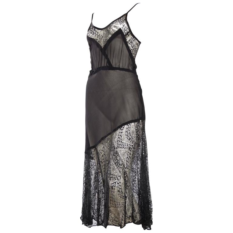 Sheer Silk And Lace Lingerie Slip Dress For Sale at 1stdibs