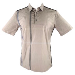 STEPHAN SCHNEIDER Talla M Gris Topo Mezcla de Tejidos Camisa de Manga Corta de Algodón