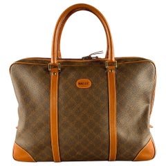 Bally Cartella in pelle di canapa rivestita Monogram Brown Tan