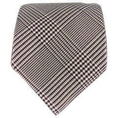 BRIONI Purple White Glenplaid Silk Tie
