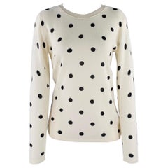 NEIMAN MARCUS Größe S Beige Schwarz Kaschmir Polka Dot Crew Neck Pullover
