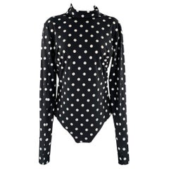 PRABAL GURUNG Größe M Schwarzweißes gepunktetes Lycra-Bodysuit-Kleid mit Tupfen Top