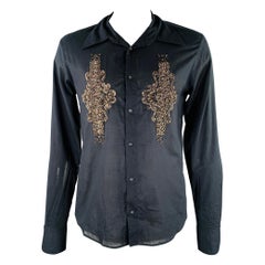 Just Cavalli Taglia 42 - Camicia a maniche lunghe in metallo con ricamo in oro nero