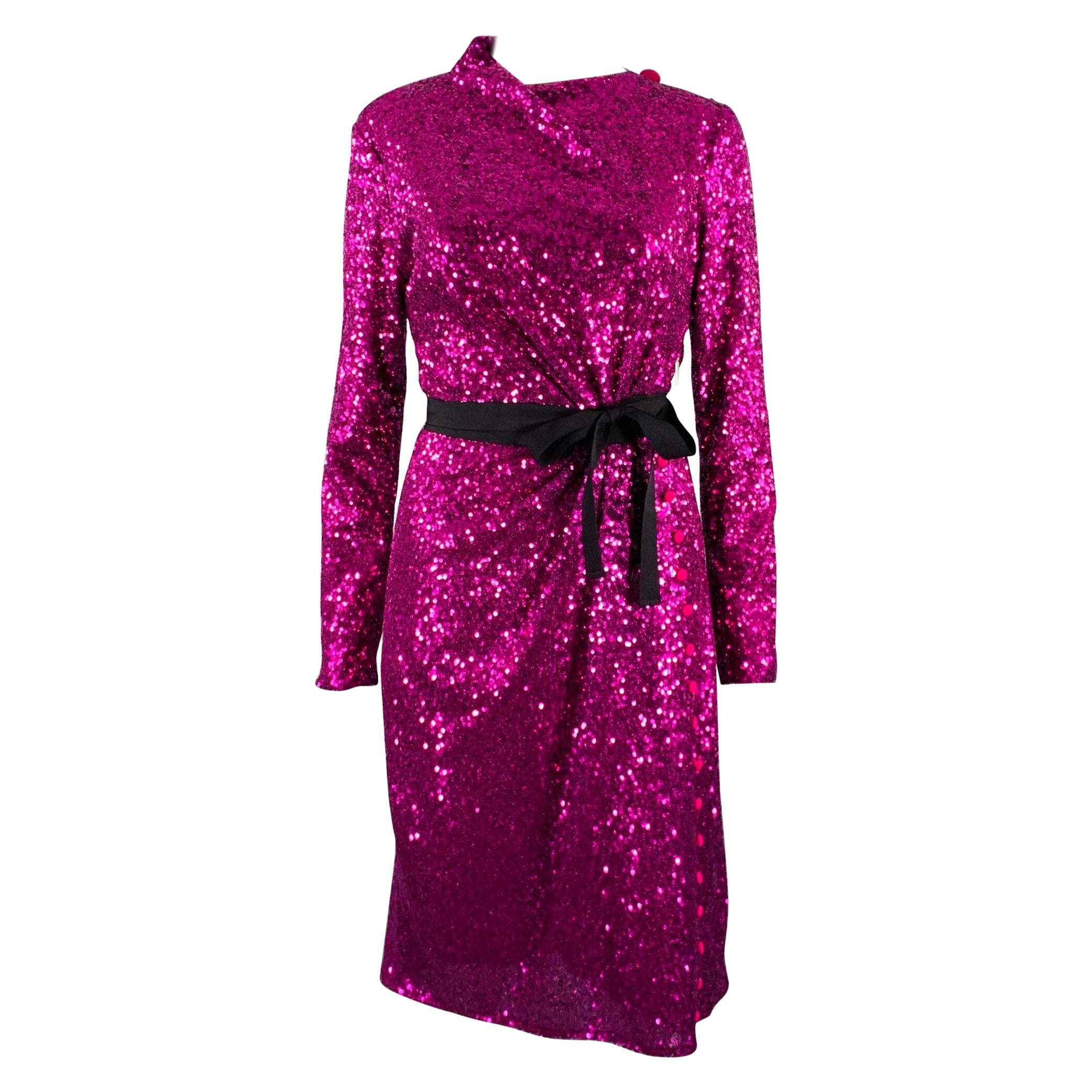 PRABAL GURUNG Size 6 Purple Polyester Sequined Open Back Dress