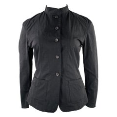 Issey Miyake Taglia L Giacca monopetto in misto nylon nero senza colletto