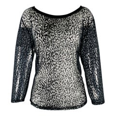 SAINT LAURENT Größe S Schwarz Lyocell-Mischung Durchsichtiges Oberteil mit Tiermotiv