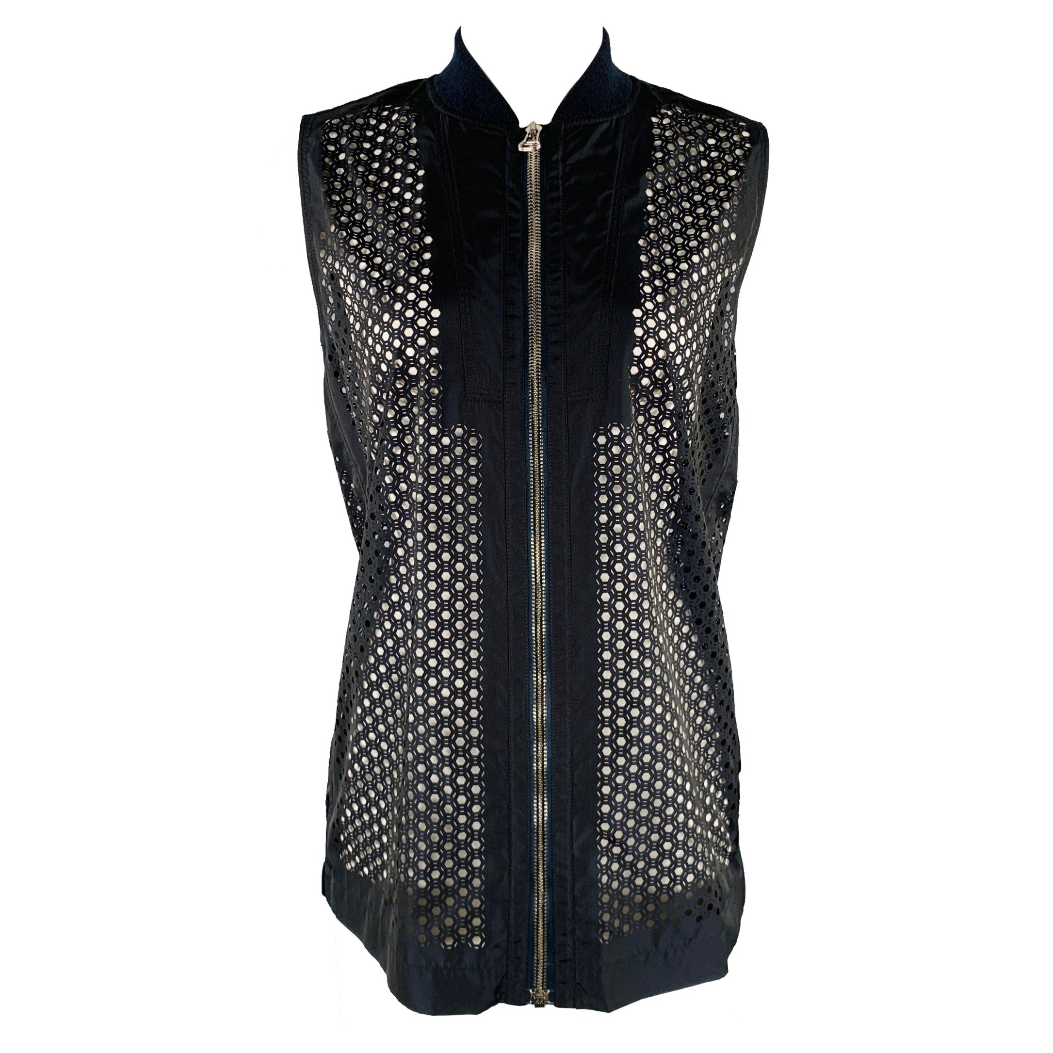ALEXANDER WANG Größe 0 Navy Polyester Perforierte Weste mit Reißverschluss