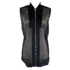 ALEXANDER WANG Talla 0 Chaleco con cremallera perforada de poliéster azul marino