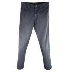 Ermenegildo Zegna Taglia 33 Jeans dritti in misto cotone grigio antracite