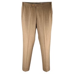 ERMENEGILDO ZEGNA Größe 32 Brown Herringbone Wool Flat Front Casual Pants