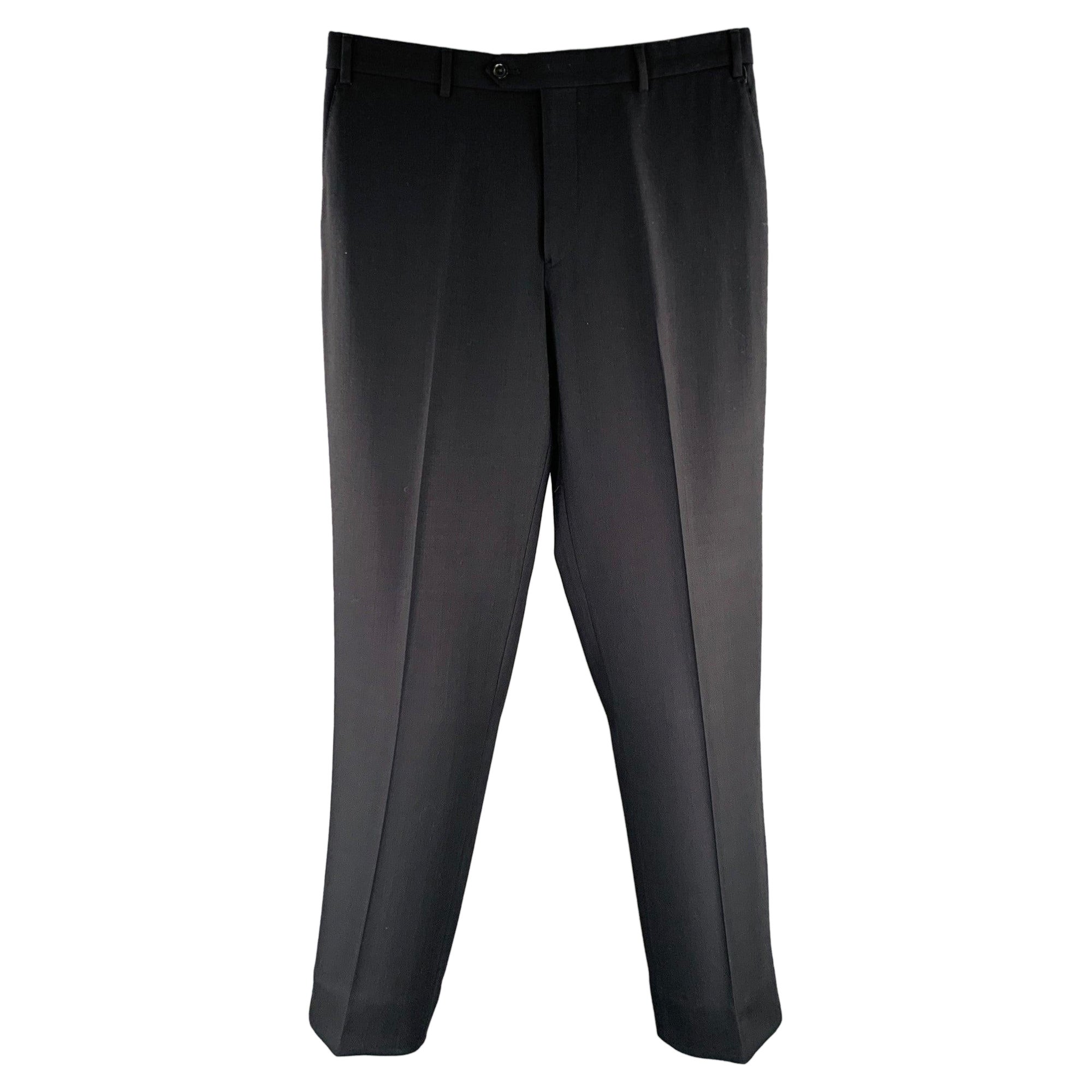 ARMANI COLLEZIONI Size 32 Black Flat Front Dress Pants For Sale