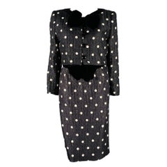 VALENTINO Talla M Negro Blanco Lunares Vestido Sin Tirantes Conjunto Chaqueta