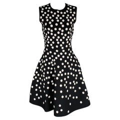 CAROLINA HERRERA Talla M Negro Blanco Mezcla de Viscosa Vestido en A de Lunares