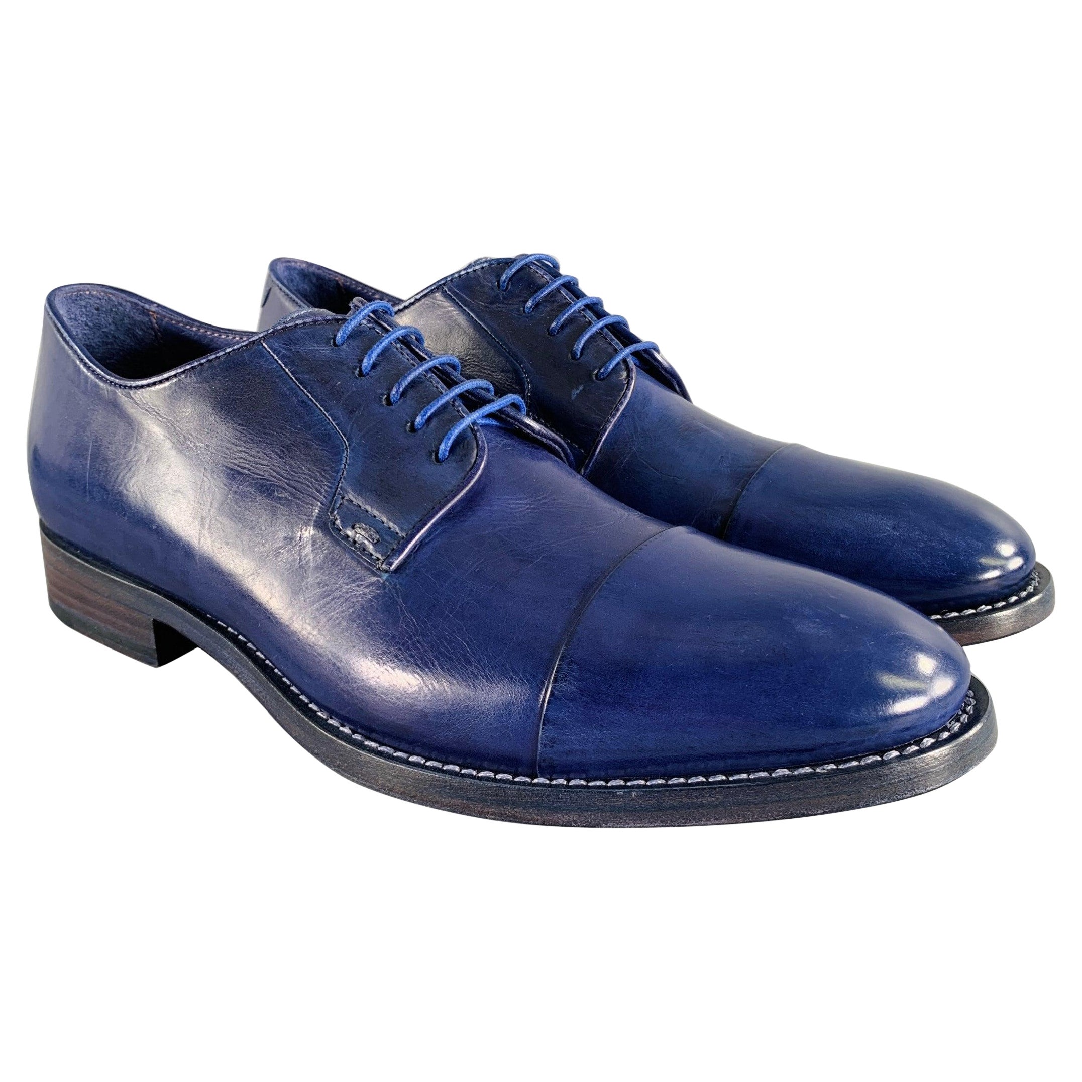 Paul Smith taglia 8 Scarpe Derby Lace-Up in pelle blu con punta a cappuccio