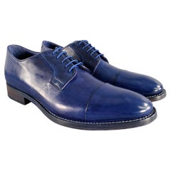 Paul Smith taglia 8 Scarpe Derby Lace-Up in pelle blu con punta a cappuccio