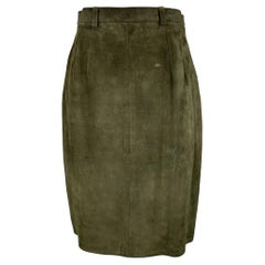 RALPH LAUREN Size 8 Green Suede Pencil Below Knee Skirt