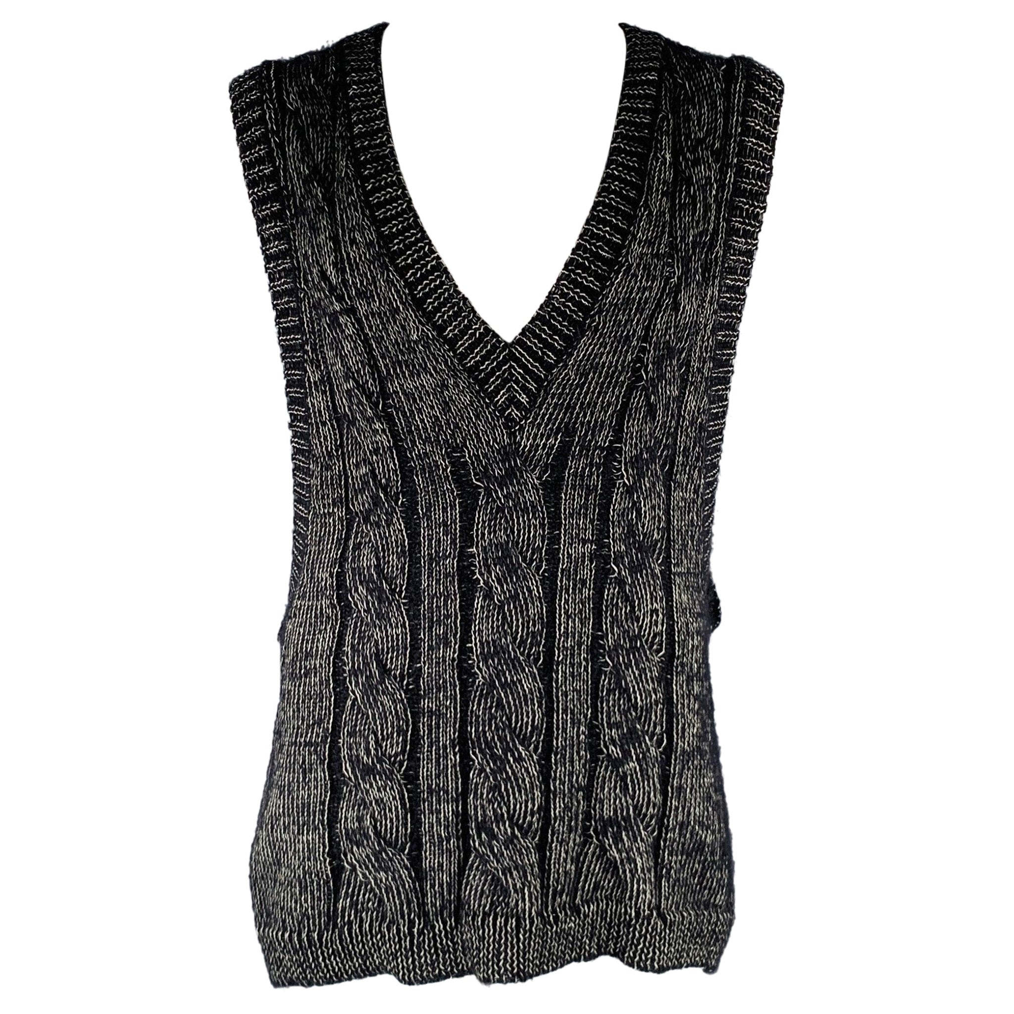 WALTER VAN BEIRENDONCK 2022 Size L Black Superkid Mohair Sweater Vest For Sale