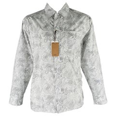 A.P.C. Size L White Black Dragons Print Cotton Long Sleeve Shirt