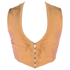 JEAN PAUL GAULTIER Größe M Gold Burgunderfarbene Cropped Weste aus gemischten Stoffen