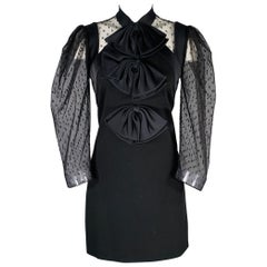 GIVENCHY Größe S Schwarz Spitze Schleifen Langarmkleid