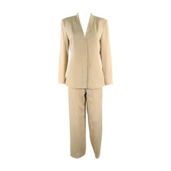 Used GIORGIO ARMANI Size 6 Beige Single Breasted Jacquard Suit